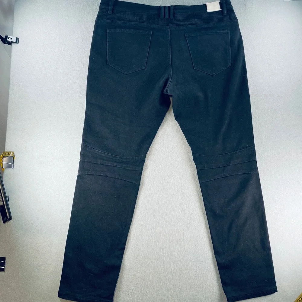 Embellish Men Moto Biker Jeans Black Stretch Denim Sz 40 Ribbed Zip Streetwear